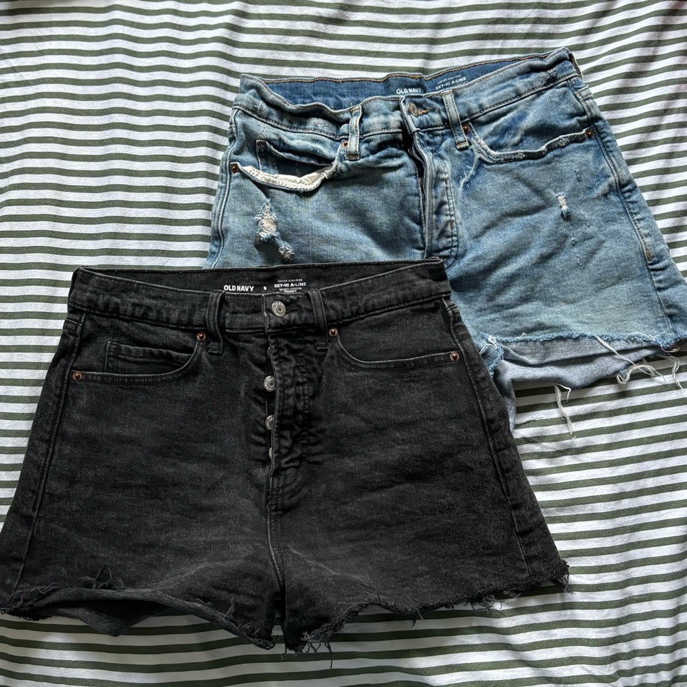 High waisted a-line denim shorts (2)